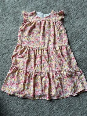 Hayden Girls Pink and Yellow Floral Tiered Cotton Dress